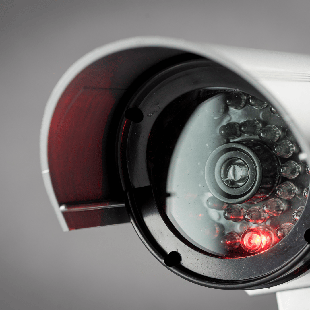CCTV Camera with red light on bottom